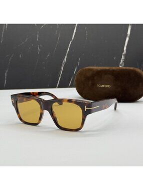 NEW TOM FORD CAINE-02 TF1280 53E HAVANA/YELLOW WOMEN SQUARE SUNGLASSES FT1280/S